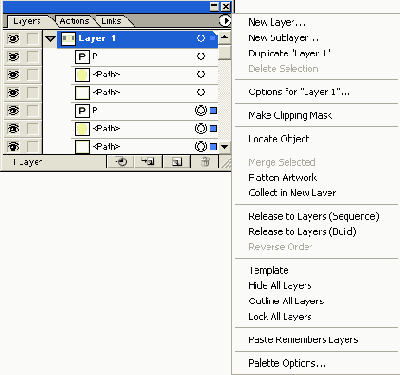 Объекты и группы в палитре Layers