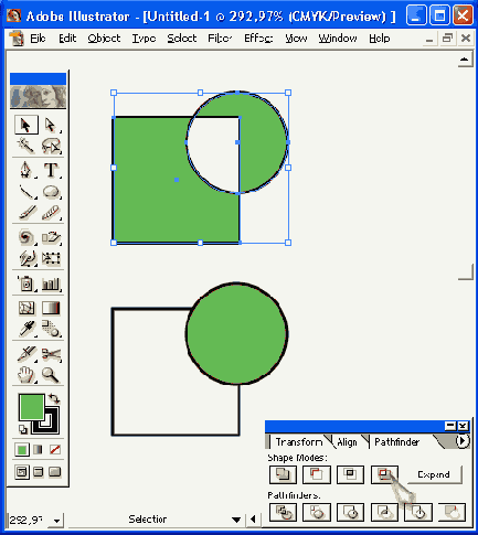 Кнопка Exclude overlapping shape areas